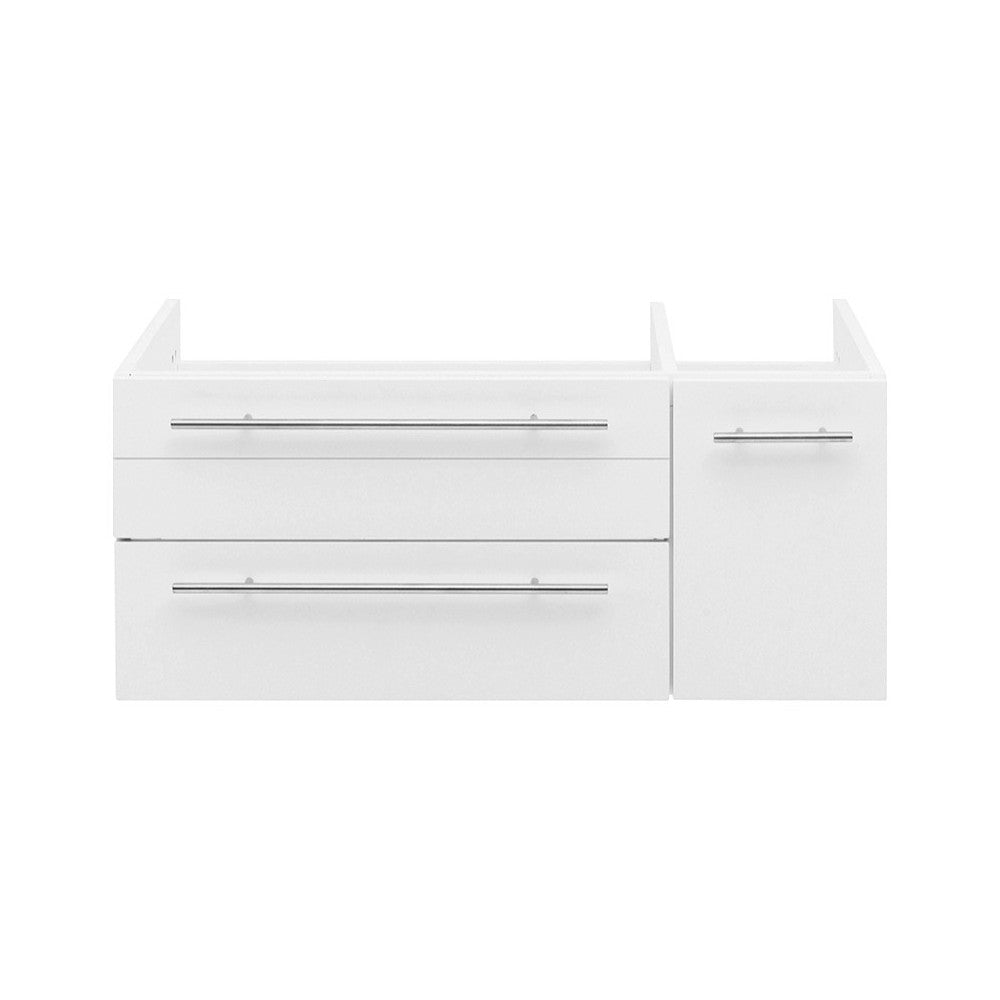 Lucera 36 White Wall Hung Undermount Sink Modern Bathroom Cabinet - Left Version