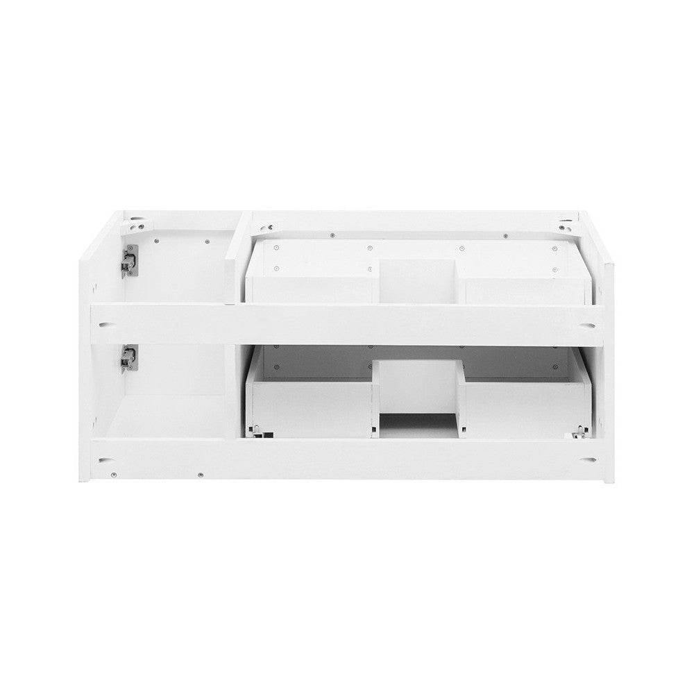 Lucera 36" White Wall Hung Vessel Sink Modern Bathroom Cabinet - Left Version
