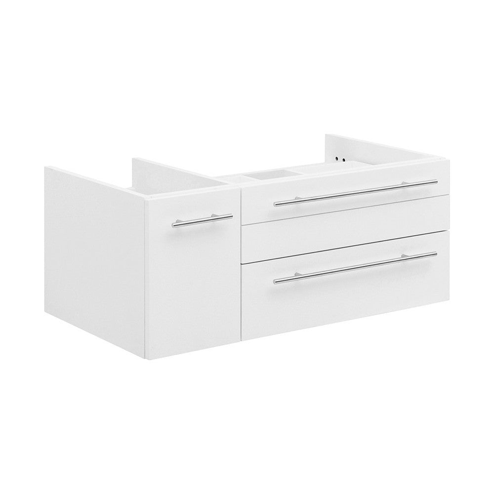 Lucera 36" White Wall Hung Vessel Sink Modern Bathroom Cabinet - Right Version