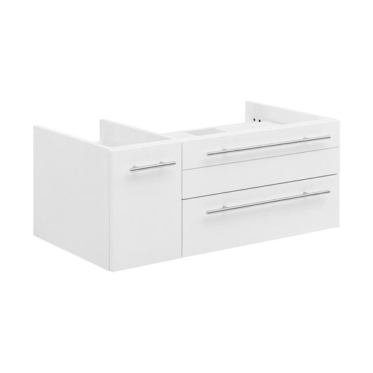 Lucera 36" White Wall Hung Vessel Sink Modern Bathroom Cabinet - Right Version