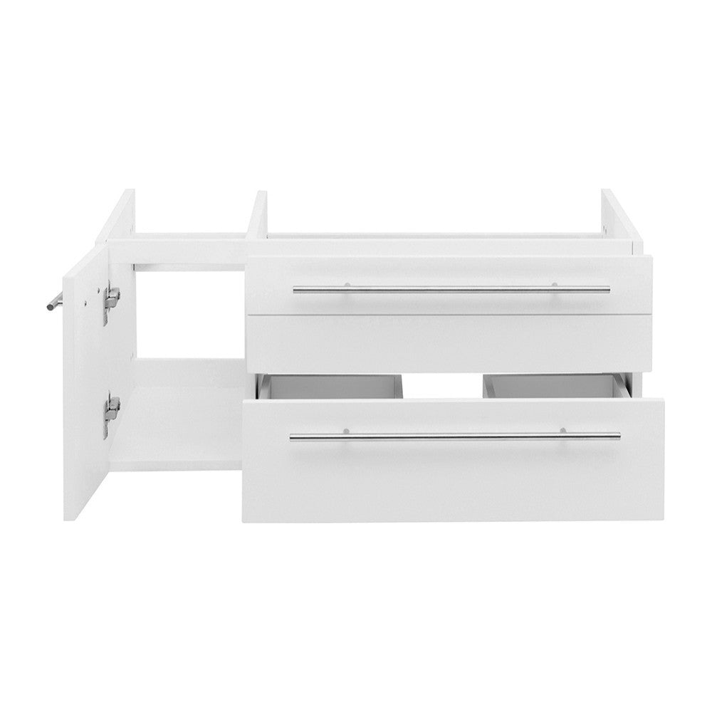 Lucera 36" White Wall Hung Vessel Sink Modern Bathroom Cabinet - Right Version