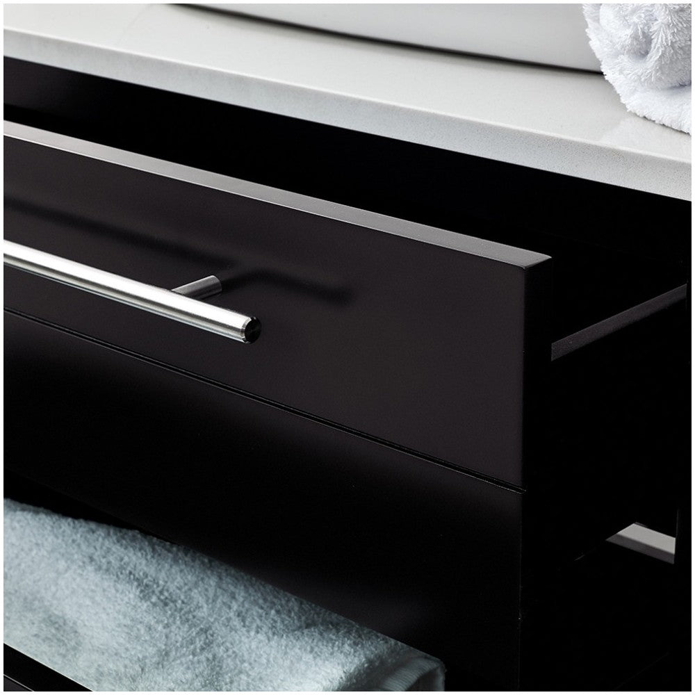 Lucera 48 Espresso Wall Hung Modern Bathroom Cabinet w/ Top, Double Vessel Sinks