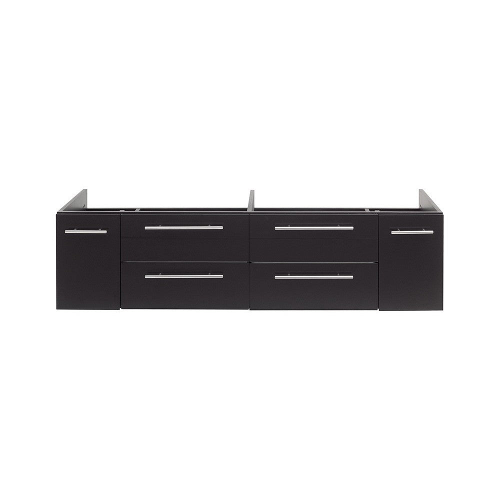Lucera 60" Espresso Wall Hung Double Undermount Sink Modern Bathroom Cabinet