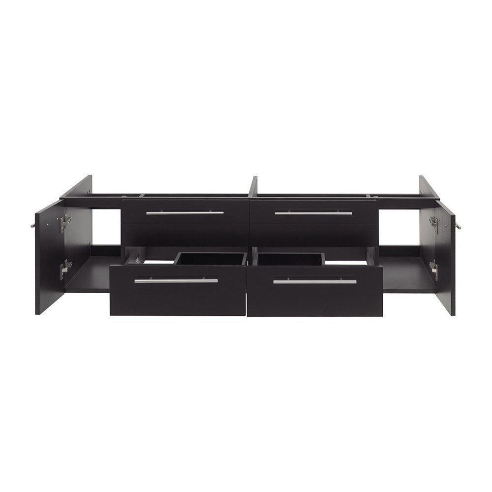 Lucera 60" Espresso Wall Hung Double Undermount Sink Modern Bathroom Cabinet