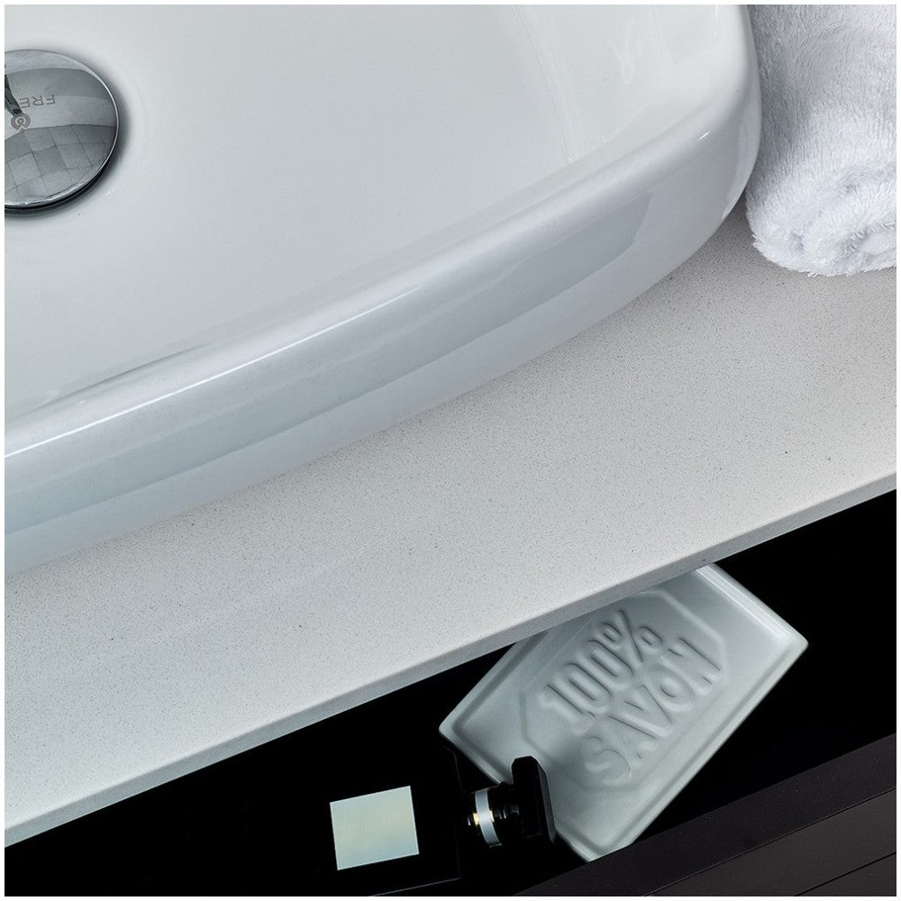 Lucera 60 Espresso Wall Hung Modern Bathroom Cabinet w/ Top & Single Vessel Sink