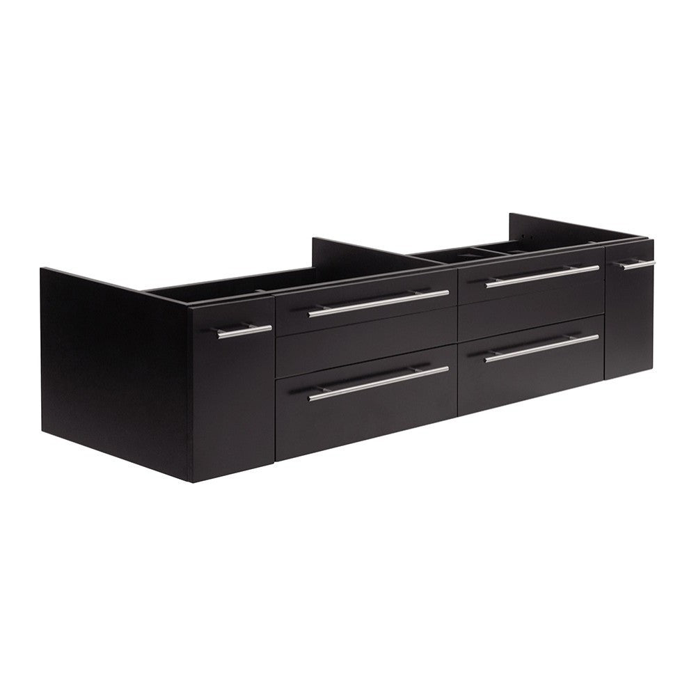 Lucera 72" Espresso Wall Hung Double Undermount Sink Modern Bathroom Cabinet