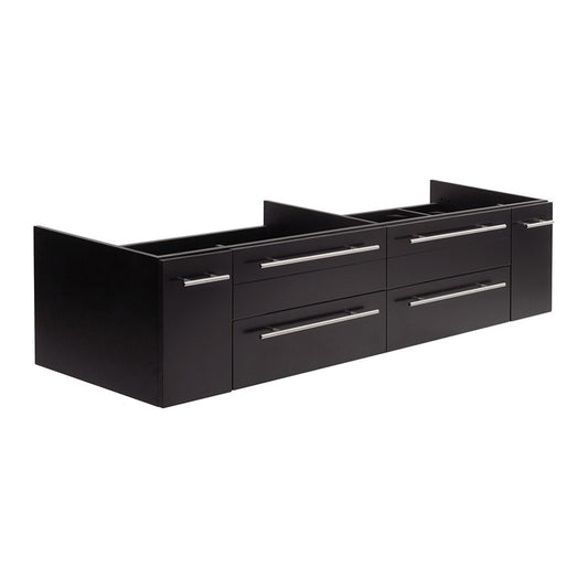 Lucera 72" Espresso Wall Hung Double Undermount Sink Modern Bathroom Cabinet