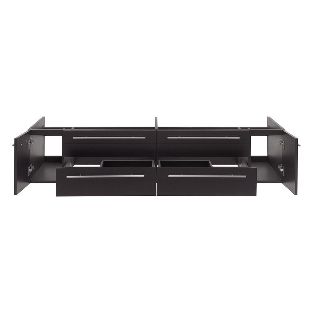 Lucera 72" Espresso Wall Hung Double Undermount Sink Modern Bathroom Cabinet