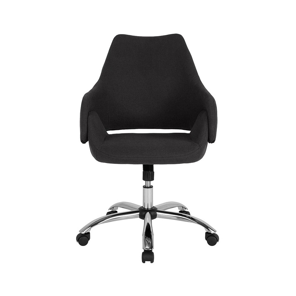 Madrid Home and Office Upholstered Mid-Back Chair in Black Fabric
