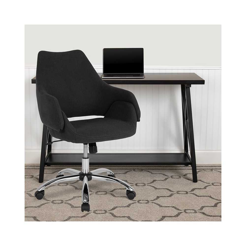 Madrid Home and Office Upholstered Mid-Back Chair in Black Fabric