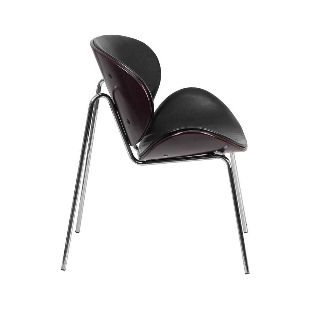 Mahogany Bentwood Leisure Side Reception Chair with Black LeatherSoft Seat