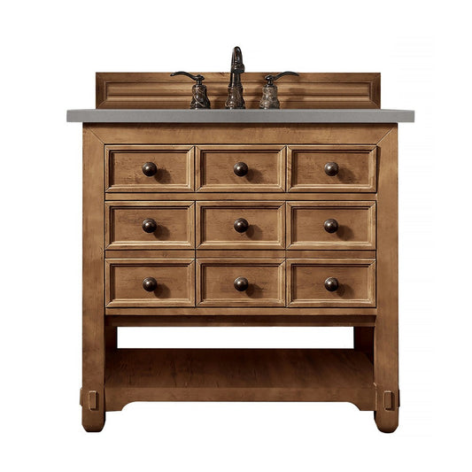 Malibu 36" Single Vanity, Honey Alder w/ 3 CM Gray Expo Quartz Top