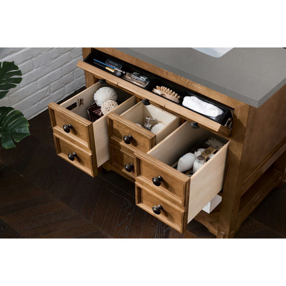 Malibu 36" Single Vanity, Honey Alder w/ 3 CM Gray Expo Quartz Top