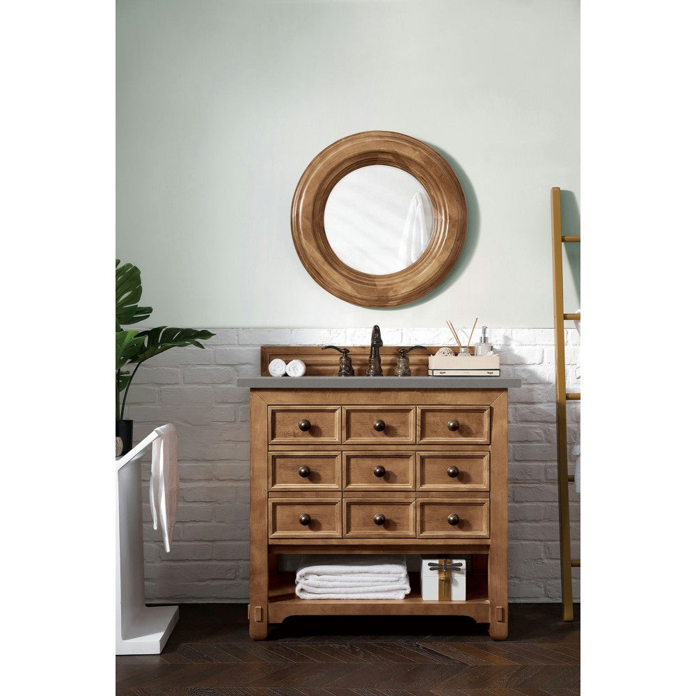 Malibu 36" Single Vanity, Honey Alder w/ 3 CM Gray Expo Quartz Top