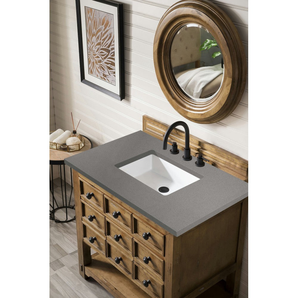 Malibu 36" Single Vanity, Honey Alder w/ 3 CM Gray Expo Quartz Top