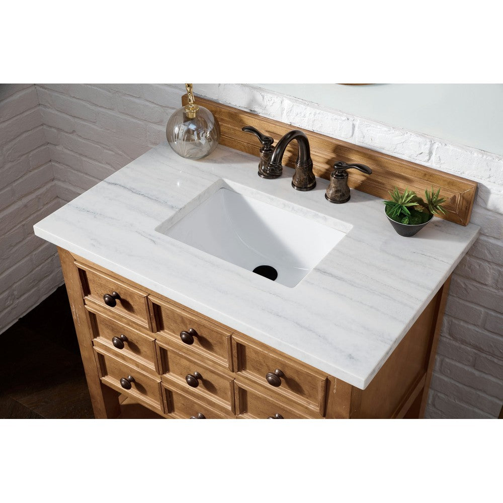 Malibu 36" Single Vanity, Honey Alder w/ 3 CM Arctic Fall Solid Surface Top