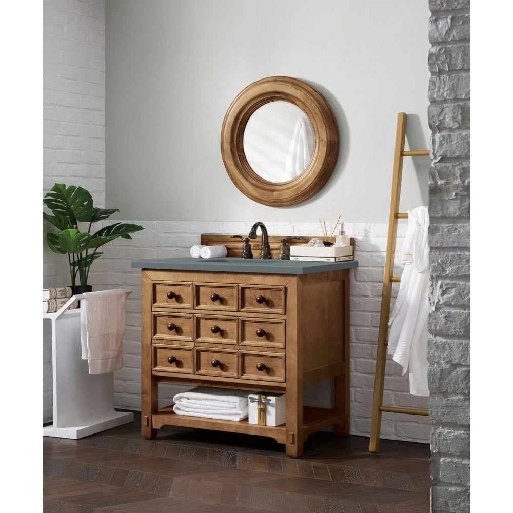 Malibu 36" Single Vanity, Honey Alder w/ 3 CM Cala Blue Quartz Top