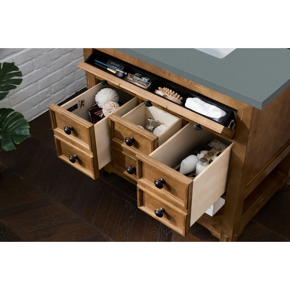 Malibu 36" Single Vanity, Honey Alder w/ 3 CM Cala Blue Quartz Top