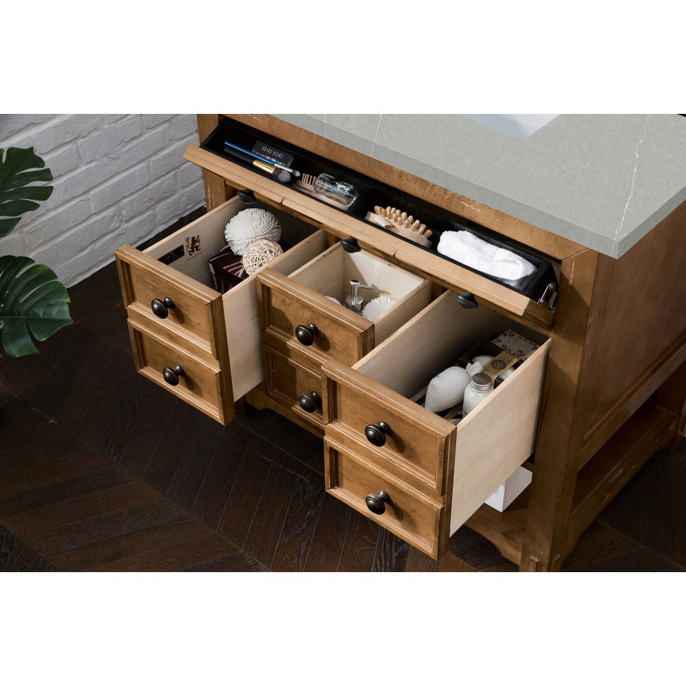 Malibu 36" Single Vanity, Honey Alder w/ 3 CM Eternal Serena Quartz Top