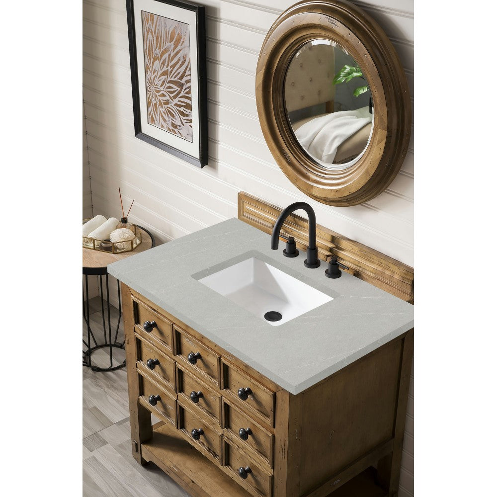 Malibu 36" Single Vanity, Honey Alder w/ 3 CM Eternal Serena Quartz Top