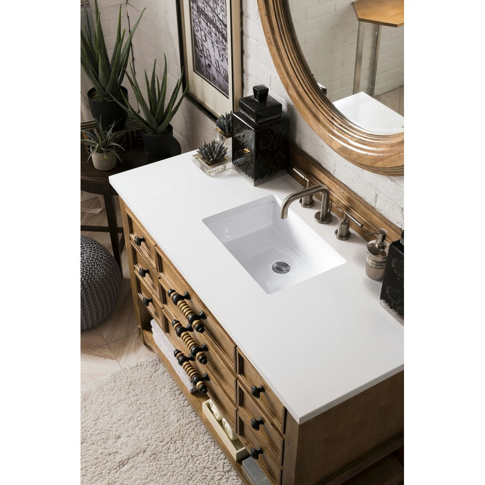 Malibu 48" Single Vanity, Honey Alder w/ 3 CM Classic White Quartz Top