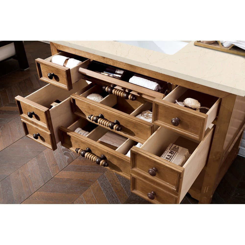 Malibu 48" Single Vanity, Honey Alder w/ 3 CM Eternal Marfil Quartz Top