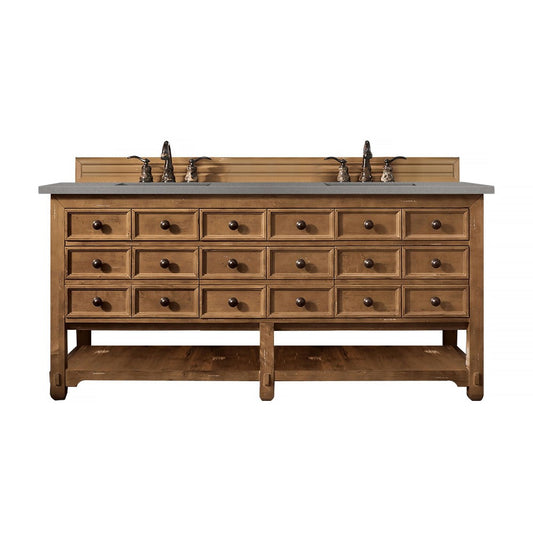 Malibu 72" Double Vanity, Honey Alder w/ 3 CM Gray Expo Quartz Top