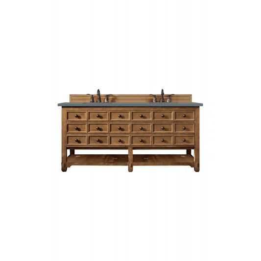 Malibu 72" Double Vanity, Honey Alder w/ 3 CM Cala Blue Quartz Top