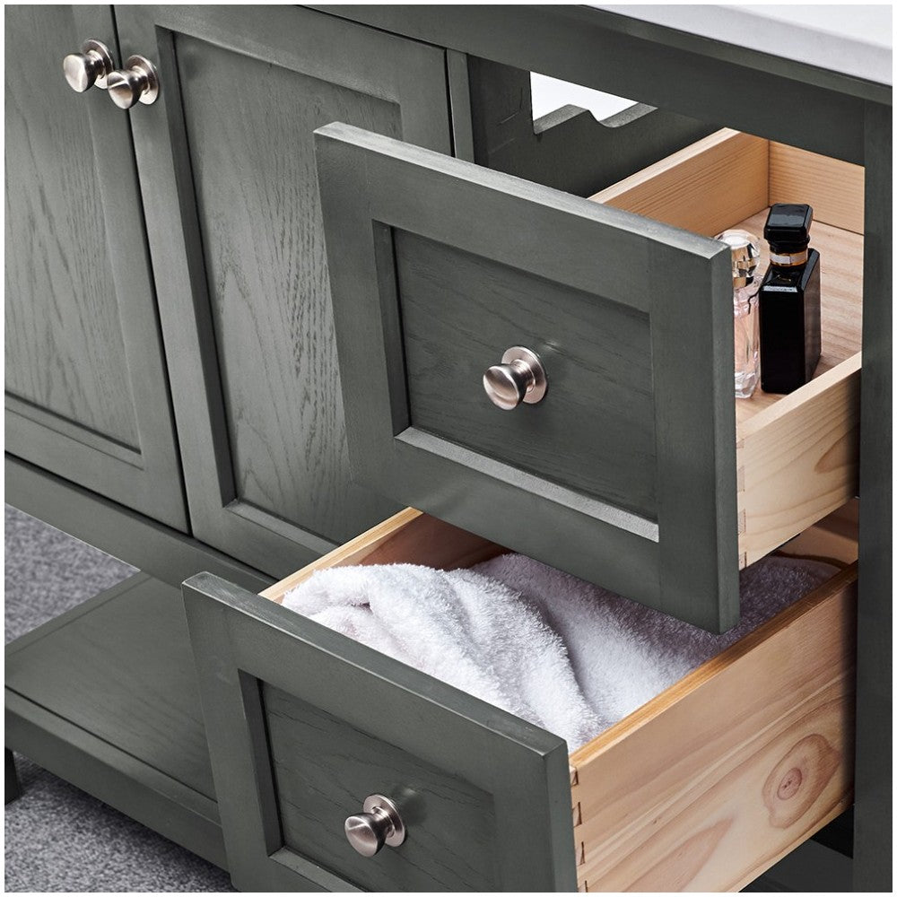 Manchester Regal 36" Gray Wood Veneer Traditional Bathroom Cabinet w/ Top & Sink