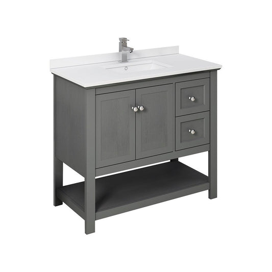 Manchester Regal 42" Gray Wood Veneer Traditional Bathroom Cabinet w/ Top & Sink