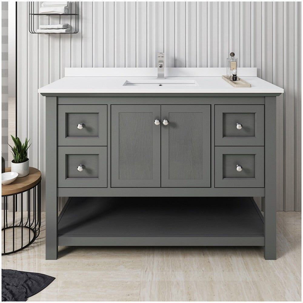 Manchester Regal 48" Gray Wood Veneer Traditional Bathroom Cabinet w/ Top & Sink