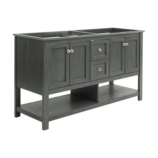 Manchester Regal 60" Gray Wood Veneer Traditional Double Sink Bathroom Cabinet