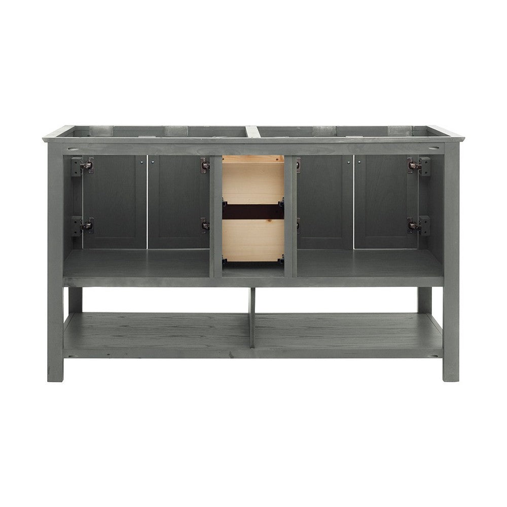 Manchester Regal 60" Gray Wood Veneer Traditional Double Sink Bathroom Cabinet