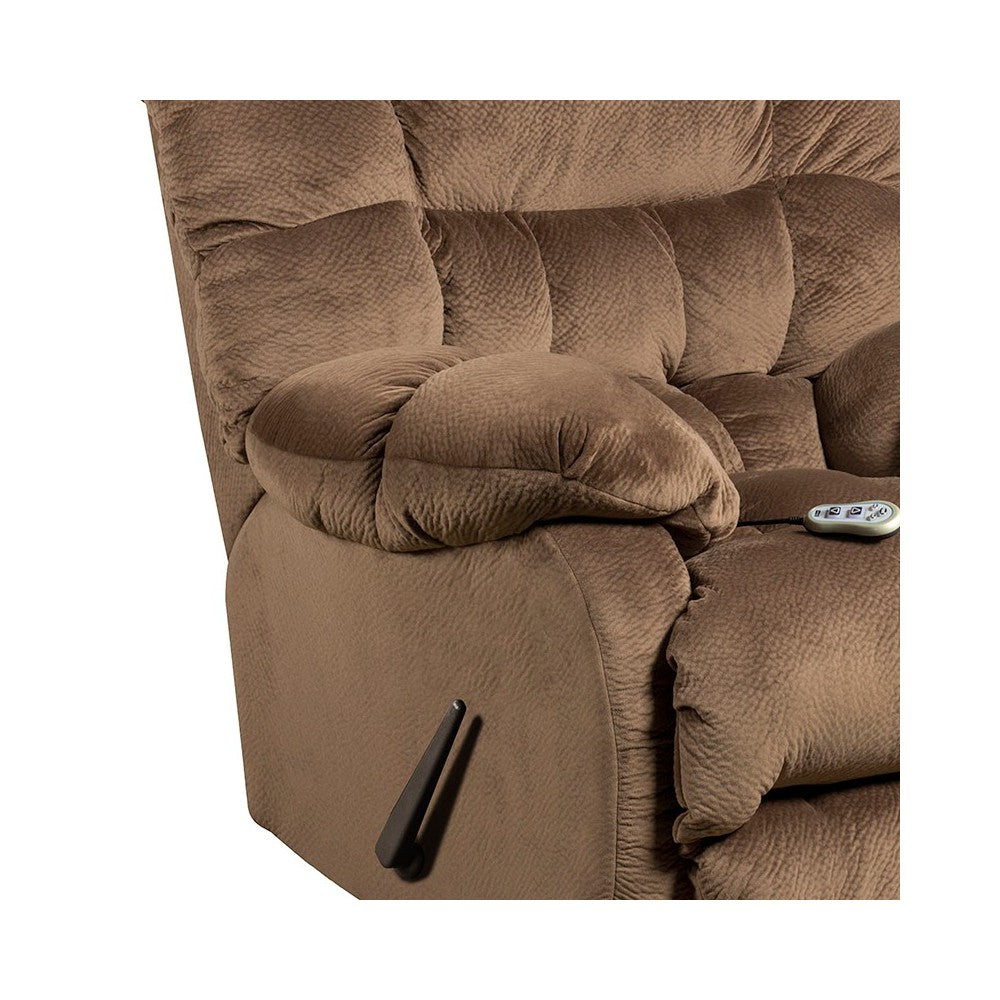 Massaging Sharpei Espresso Microfiber Rocker Recliner with Heat Control