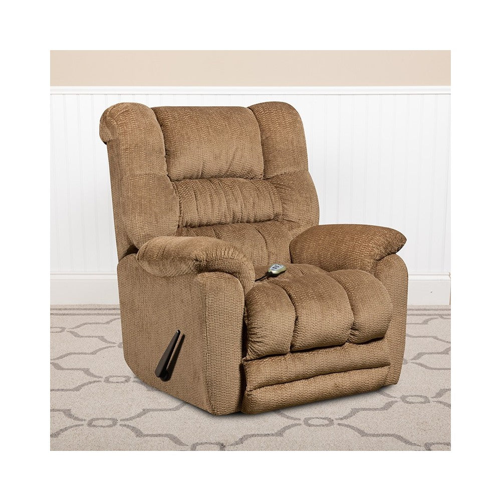 Massaging Temptation Fawn Microfiber Rocker Recliner with Heat Control