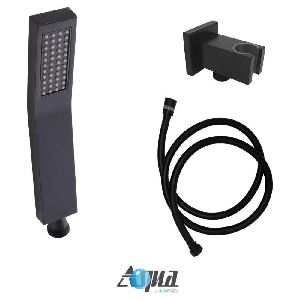 Matte Black Shower Set With 12" Ceiling Mount Square Rain Shower and Handheld