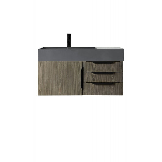 Mercer Island 36" Single Vanity Ash Gray Black w/Dusk Gray Glossy Composite Top