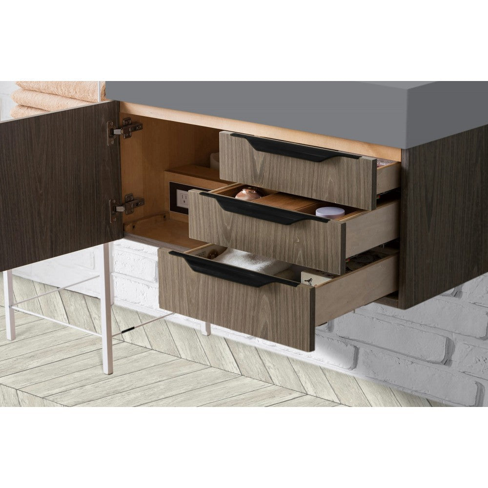 Mercer Island 36" Single Vanity Ash Gray Black w/Dusk Gray Glossy Composite Top