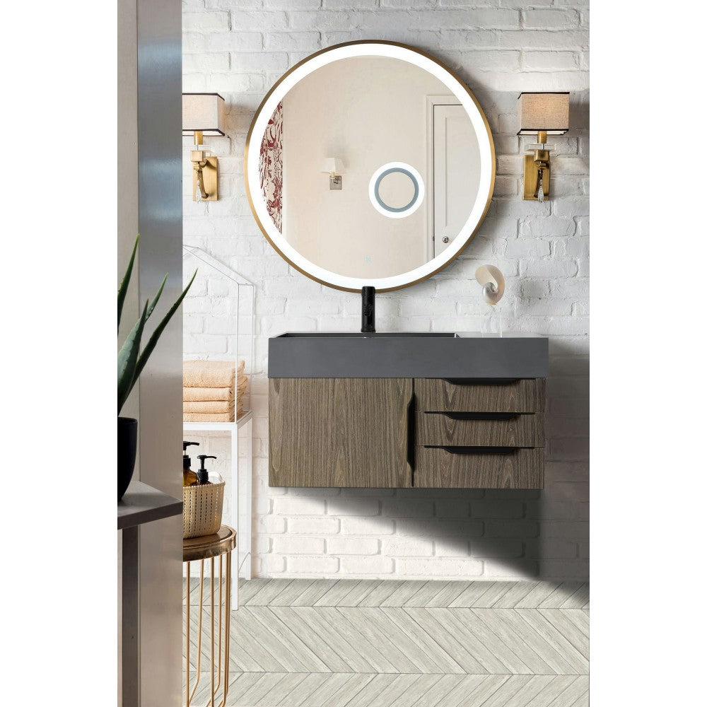 Mercer Island 36" Single Vanity Ash Gray Black w/Dusk Gray Glossy Composite Top
