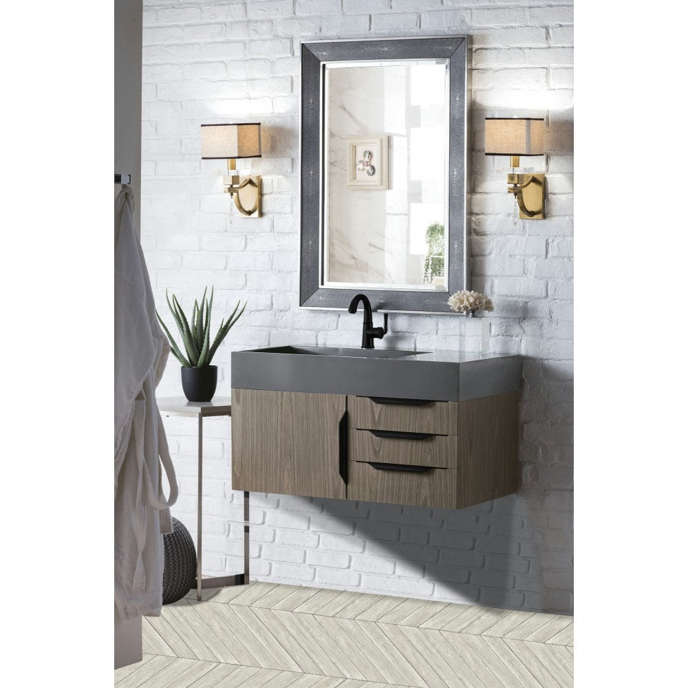 Mercer Island 36" Single Vanity Ash Gray Black w/Dusk Gray Glossy Composite Top