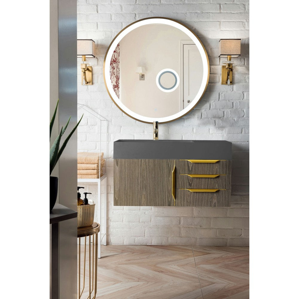 Mercer Island 36" Single Vanity Ash Gray Radiant Gold w/Dusk Gray  Composite Top