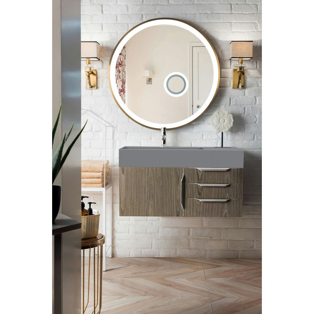 Mercer Island 36" Single Vanity, Ash Gray w/ Dusk Gray Glossy Composite Top