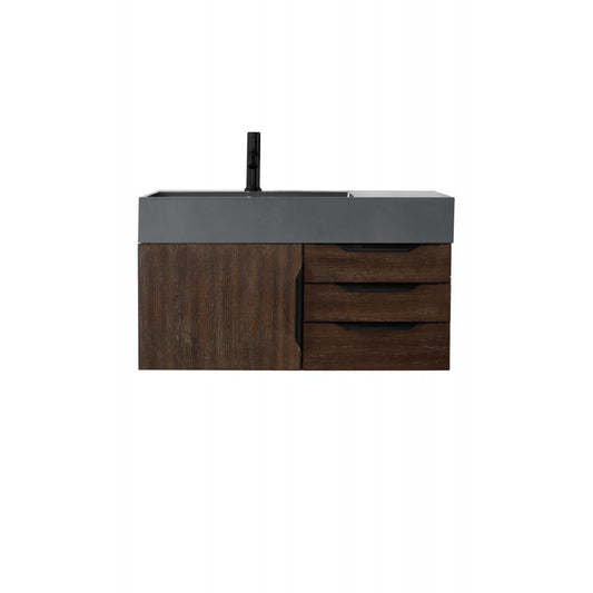Mercer Island 36" Single Vanity Coffee Oak Black w/Dusk Gray  Composite Top