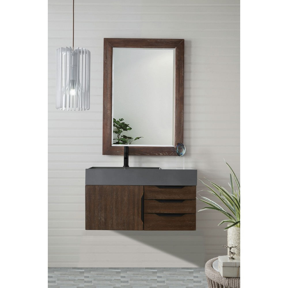 Mercer Island 36" Single Vanity Coffee Oak Black w/Dusk Gray  Composite Top