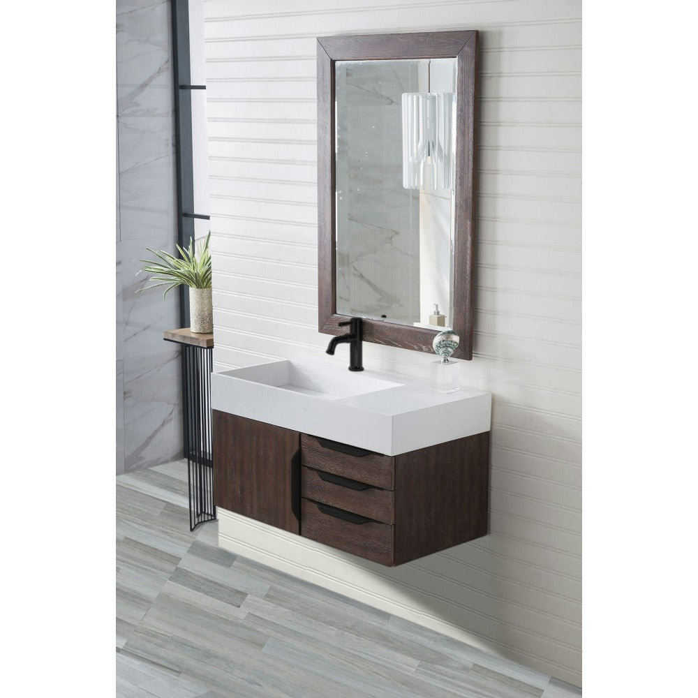 Mercer Island 36" Single Vanity Coffee Oak Black w/Glossy White Composite Top