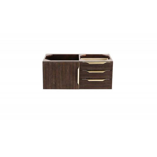 Mercer Island 36" Single Vanity, Coffee Oak, Radiant Gold