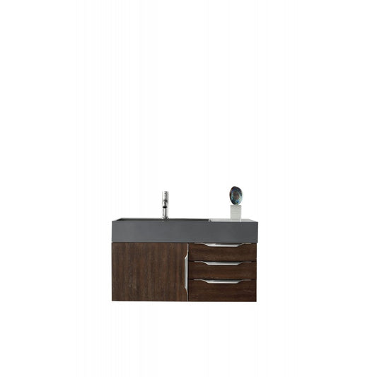 Mercer Island 36" Single Vanity, Coffee Oakw/ Dusk Gray Glossy Composite Top