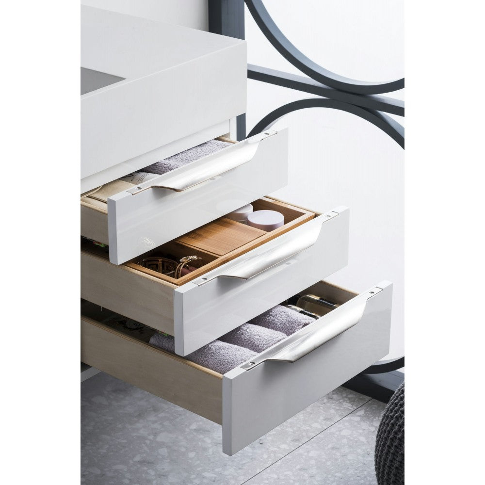Mercer Island 36" Single Vanity, Glossy White w/ Glossy White Composite Top