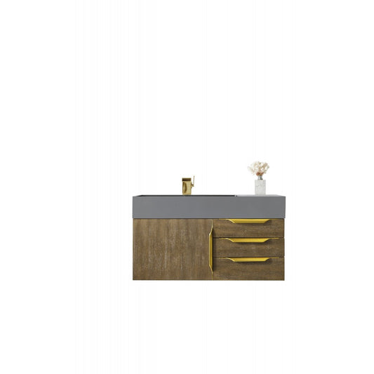 Mercer Island 36" Single Vanity Latte Oak Radiant Gold,Dusk Gray Composite Top