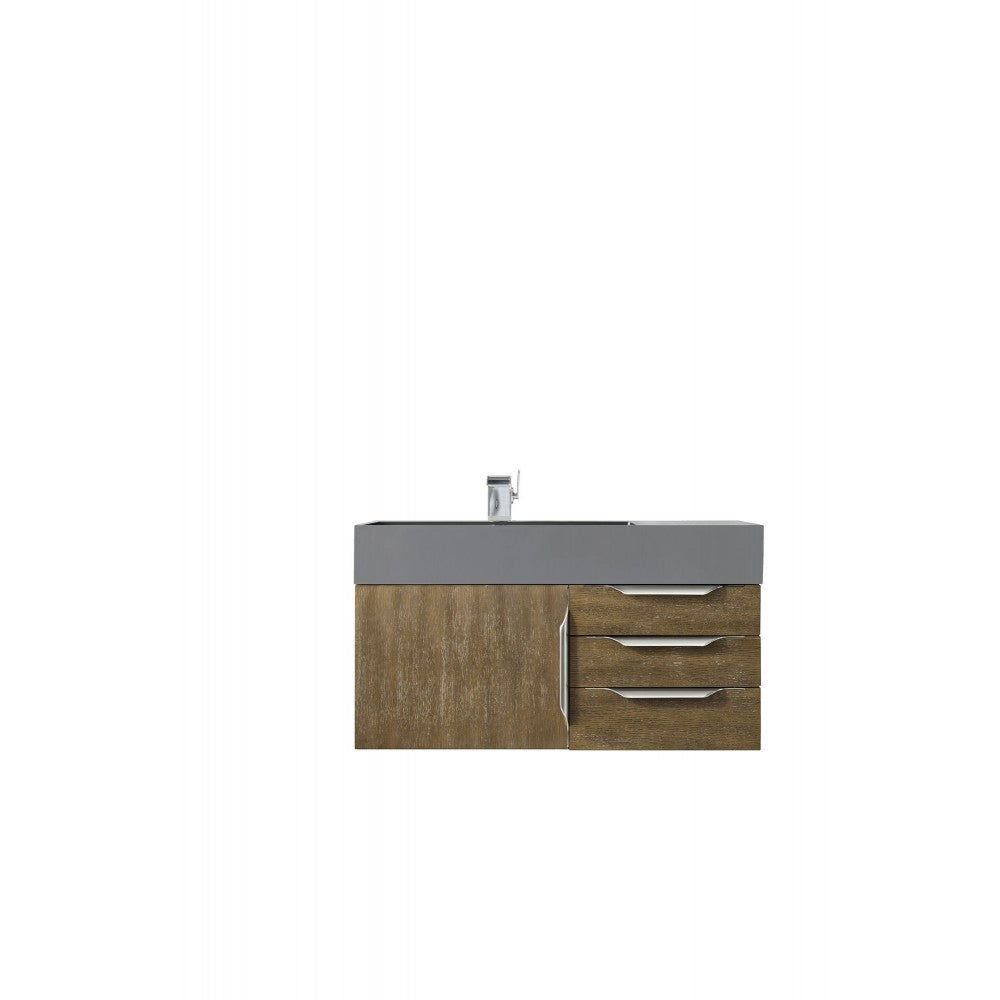 Mercer Island 36" Single Vanity, Latte Oak w/ Dusk Gray Glossy Composite Top